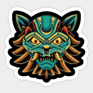 mecha cat mask robot illustration Sticker